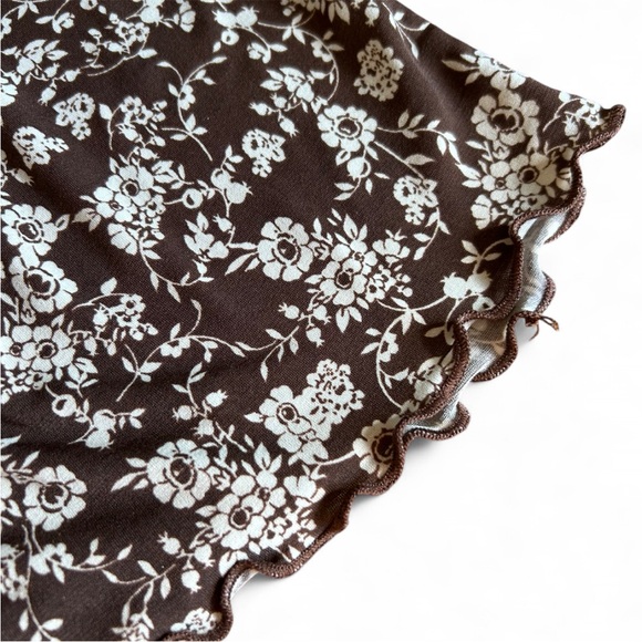 Y2K Babydoll Brown Floral Tunic Top - Picture 6 of 8